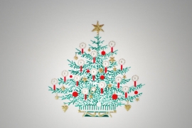 Weihnachtsbaum klassik mit roten Kerzen (einseitige Briefkarte)