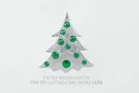 Weihnachtsbaum metallic silber-grn mit Text